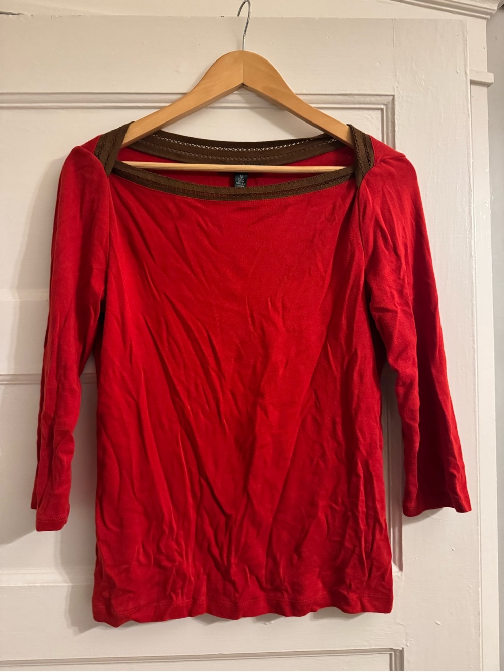 Lauren Ralph Lauren red top with lace trim